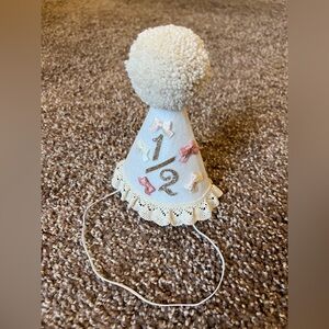 Half Birthday Party Hat with Pom Pom